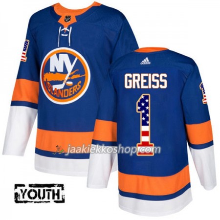 Lapsille NHL New York Islanders Pelipaita Thomas Greiss 1 Adidas 2017-2018 Sininen USA Flag Fashion Authentic